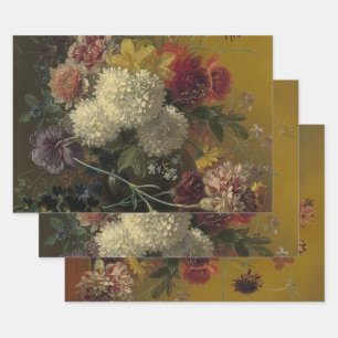 Antikes niederländisches Meisterwerk Floral Georgi Geschenkpapier Set