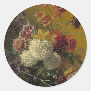 Antikes niederländisches Meisterwerk Floral Georgi Runder Aufkleber