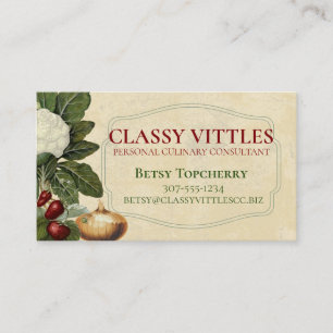 Antikes Obst Gemüse kulinarisch Koch Catering Visitenkarte