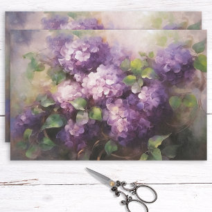 Antikes Ölbild Flieder und Blätter Decoupage Seidenpapier