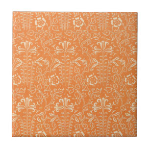 Antikes Orangen- und Weißes Blumenmuster Fliese