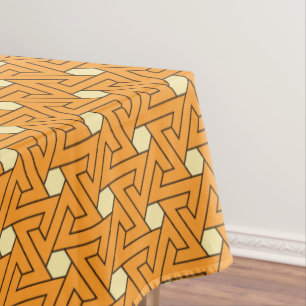 Antikes Oranges Beiges Dreifach-Spiral-Arabesken-M Tischdecke