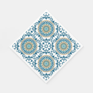 Antikes Orient Dekoratives Blau, Braun und Weiß Serviette
