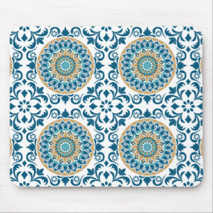 Antikes orientalisch dekoratives Blau, Braun und W Mousepad