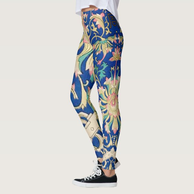 Antikes Orientalisches Muster Deep Royal Blue Leggings (Links)