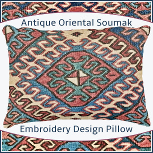 Antikes Orientalisches Soumak Stickereidesign Dekokissen