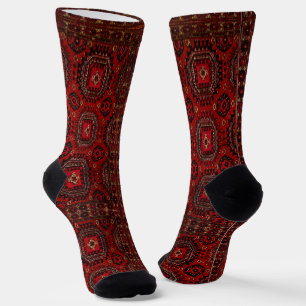 Antikes orientalisches Teppichdesign - Grunge rot Socken