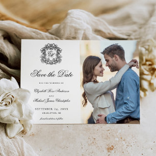 Antikes Ornament Wappen Monogramm Hochzeitsfoto Save The Date
