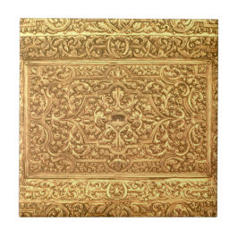 Antikes ornamentales goldenes Blumenmuster Fliese