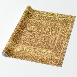 Antikes ornamentales goldenes Blumenmuster Geschenkpapier