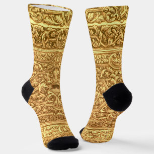 Antikes ornamentales goldenes Blumenmuster Socken