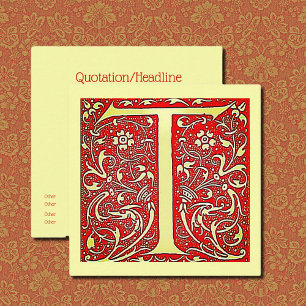 Antikes ornamentales Monogramm - Großbuchstabe T q Quadratische Visitenkarte