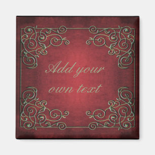 Antikes, ornamentales, rotes, goldenes personalisi magnet