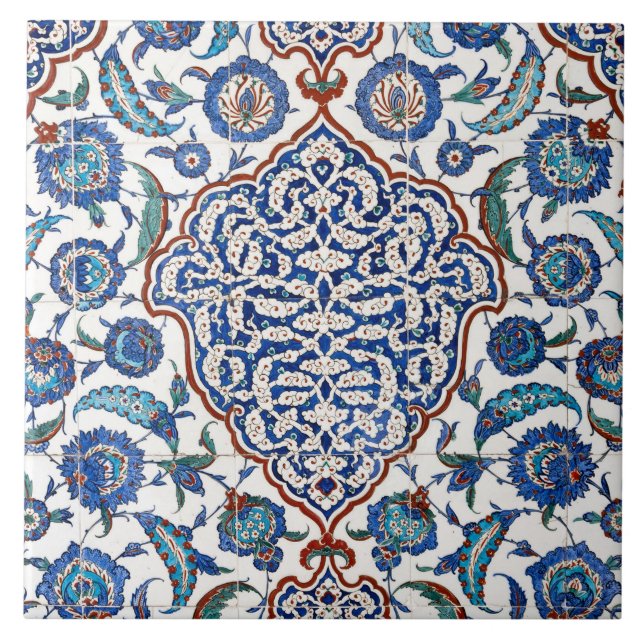 Antikes osmanisches florales Iznik Fliese (Vorderseite)
