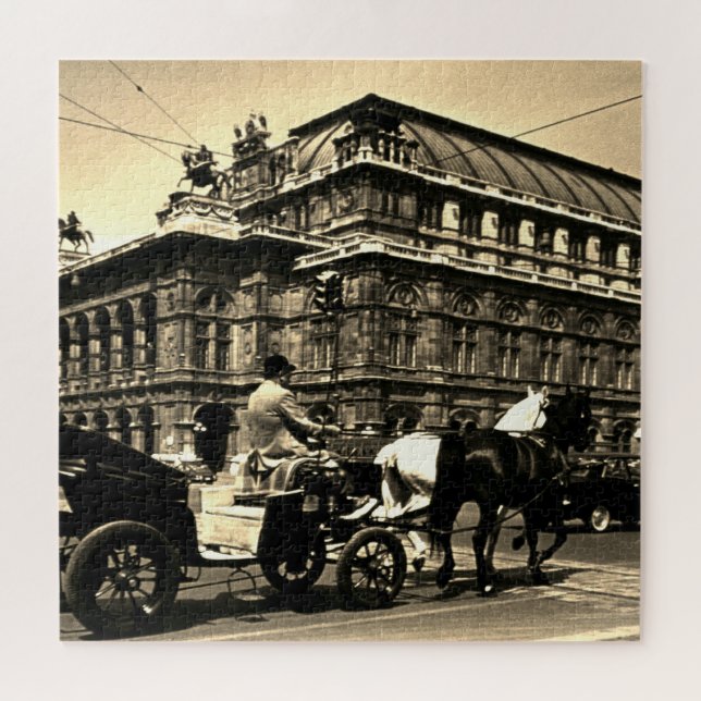 Antikes Österreich Wien Fiaker Staatsoper Oper Puzzle (Horizontal)