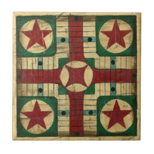 Antikes Parcheesi-Spielbrett von Ethan Harper Fliese