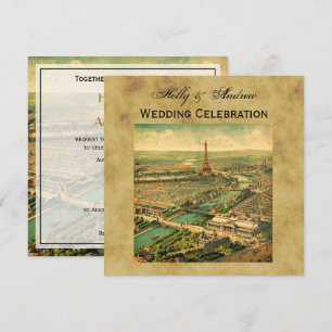 Antikes Paris Not leidendes BG SQ Hochzeit Einladung