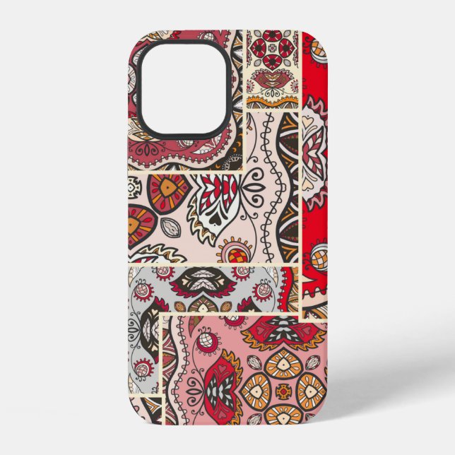 antikes Patchwork-Quilt-Muster. Antike Dekoration iPhone Hülle (Rückseite)