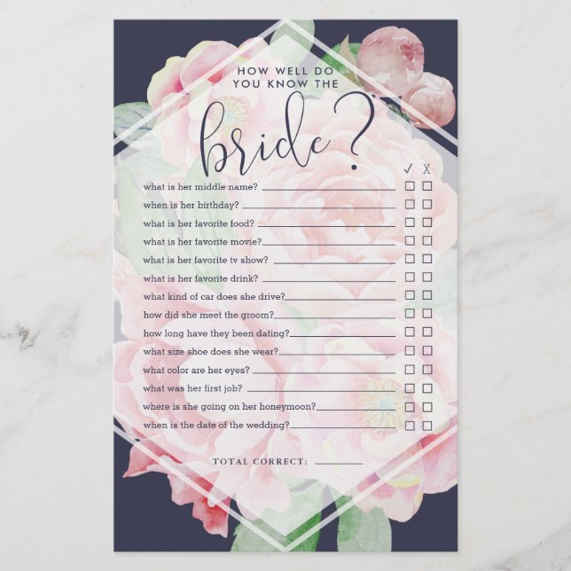 Antikes Peony, wie gut Sie wissen, die Bride-Spiel (Vorderseite)