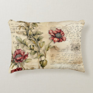 Antikes Pergament mit eleganter floraler Decoupage Dekokissen