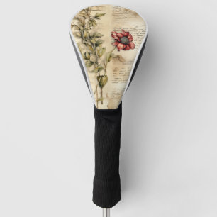 Antikes Pergament mit eleganter floraler Découpage Golf Headcover