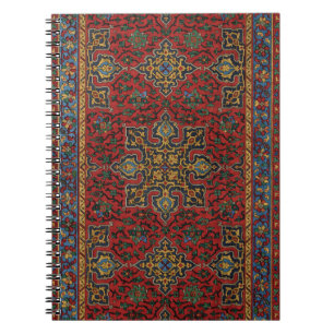 Antikes persisches Teppichmuster Rot Blau Arabeske Notizblock