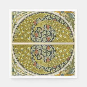 Antikes Pfau-Art Nouveau-Salbei-Grün-Blumenmuster Serviette