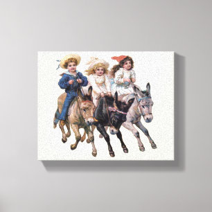 Antikes Pferd Pony Kinder Kunst Leinwanddruck