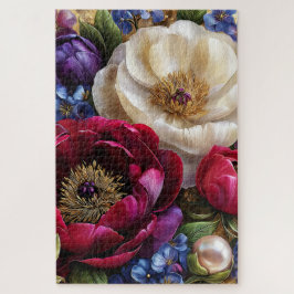 Antikes Pfingstrosen-Blumen-Botanik-Puzzle Puzzle