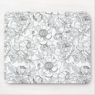 Antikes Pfingstrosen-Blumenmuster Mousepad