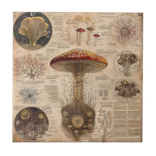 Antikes Pilz-Botanikdiagramm (2) Fliese