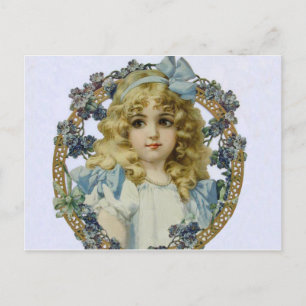 Antikes Porträt eines kleinen Mädchens, schön Postkarte