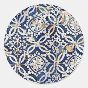 Antikes portugiesisches Azulejo Runder Aufkleber