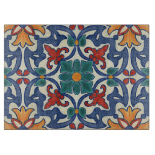 Antikes portugiesisches Azulejos-Fliesenmuster Schneidebrett