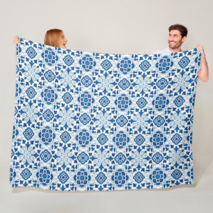 Antikes portugiesisches blaues Azulejos-Fliesenmus Fleecedecke