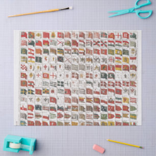 Antikes Poster mit nautischen Flaggen der Welt Seidenpapier