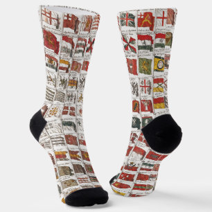 Antikes Poster mit nautischen Flaggen der Welt Socken