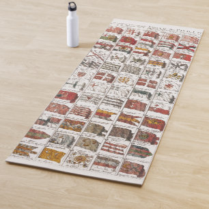 Antikes Poster mit nautischen Flaggen der Welt Yogamatte