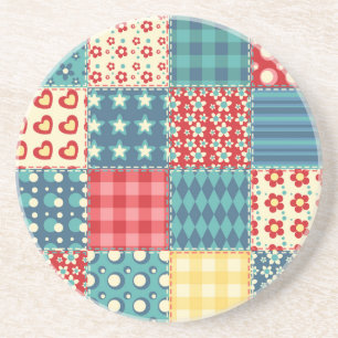 Antikes Quilt: Patchwork-Hintergrundmuster. Getränkeuntersetzer