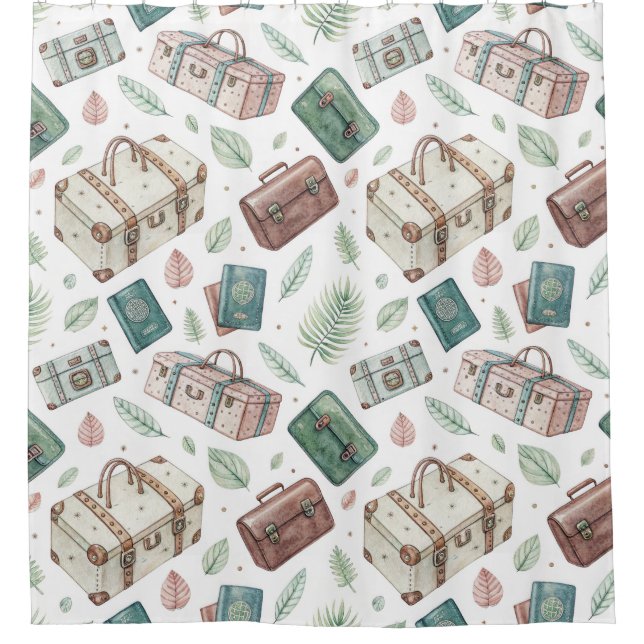 Antikes Reisegepäckmuster (1) Duschvorhang (Vorderseite)