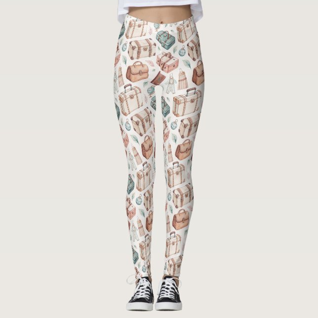 Antikes Reisegepäckmuster (2) Leggings (Vorderseite)
