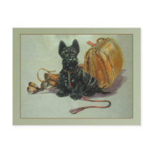 Antikes Reisekarte mit Scottie-Hund
