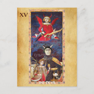 ANTIKES RENAISSANCE-TAROT 15 / DER TEUFEL POSTKARTE