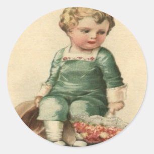 Antikes Retro Süßes Viktorianisches Baby Valentins Runder Aufkleber