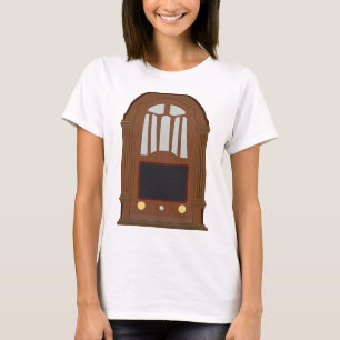 Antikes Röhrenradio im Vintage-Stil, hölzernes Ste T-Shirt