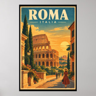 Antikes Rom Italien Reise Kunst Kolosseum Sonnenun Poster
