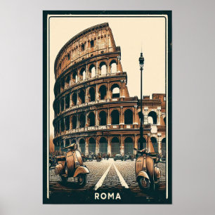 Antikes Rom Vespa und Kolosseum Poster