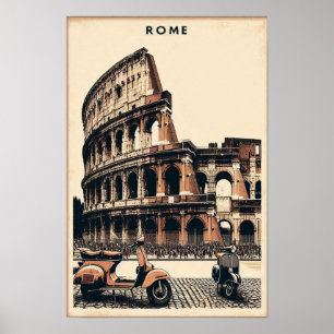 Antikes Rom Vespa und Kolosseum Poster
