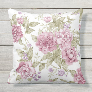 Antikes romantisches Blumenmuster lila Rosen Kissen