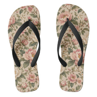 Antikes romantisches Pfingstrosen- und Rosengarten Flip Flops